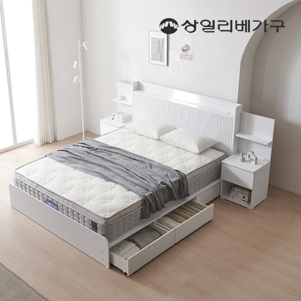상일리베가구 로벤 LED조명 멀티 수납 침대 SS/Q/K (매트선택) : 상일리베가구샵
