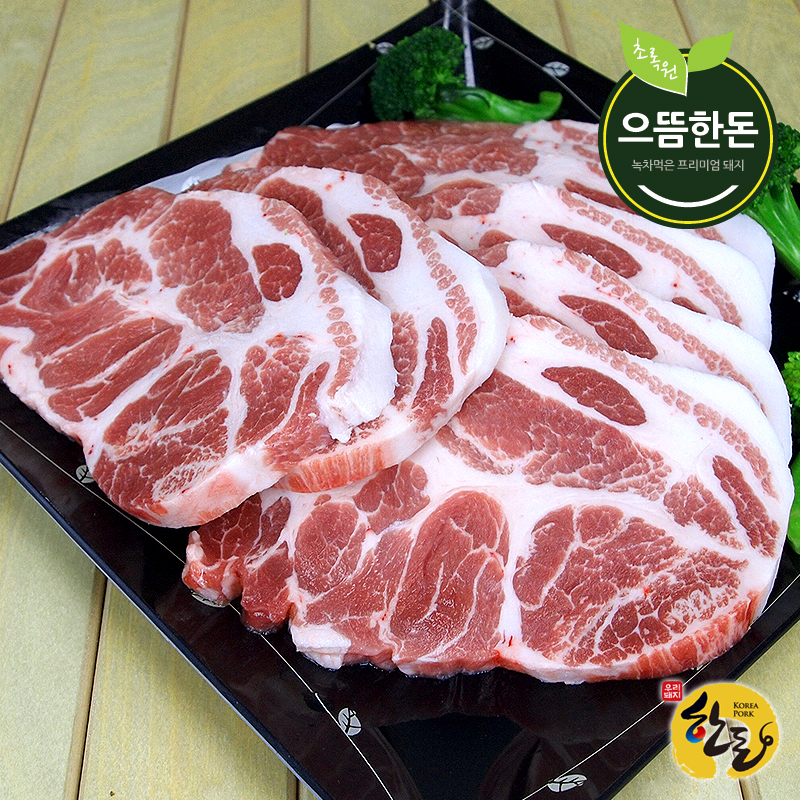 으뜸한돈 냉장 목살 구이용 1kg 캠핑고기 : 으뜸한돈