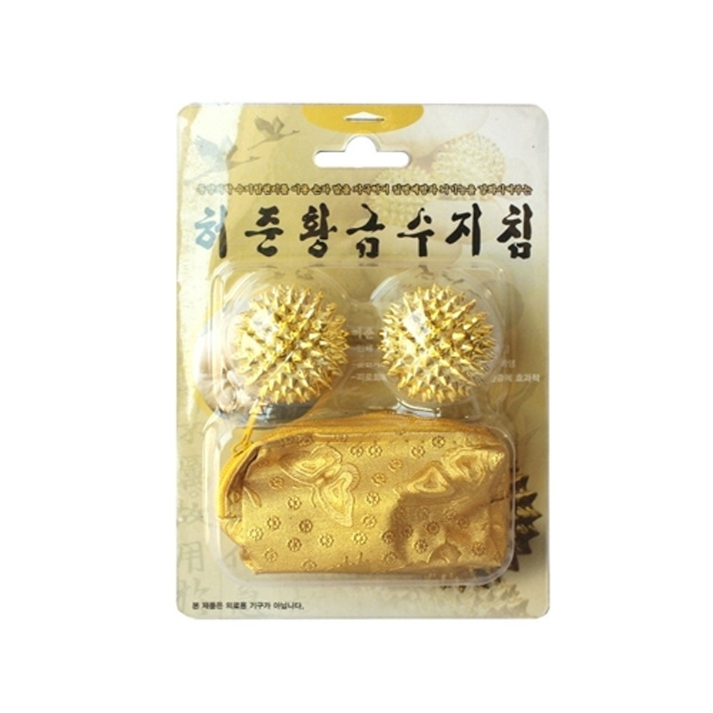 혈액순환 황금수지침 수지이온지압봉 손지압기 2개 마사지 지압볼 : 킴스 팩토리