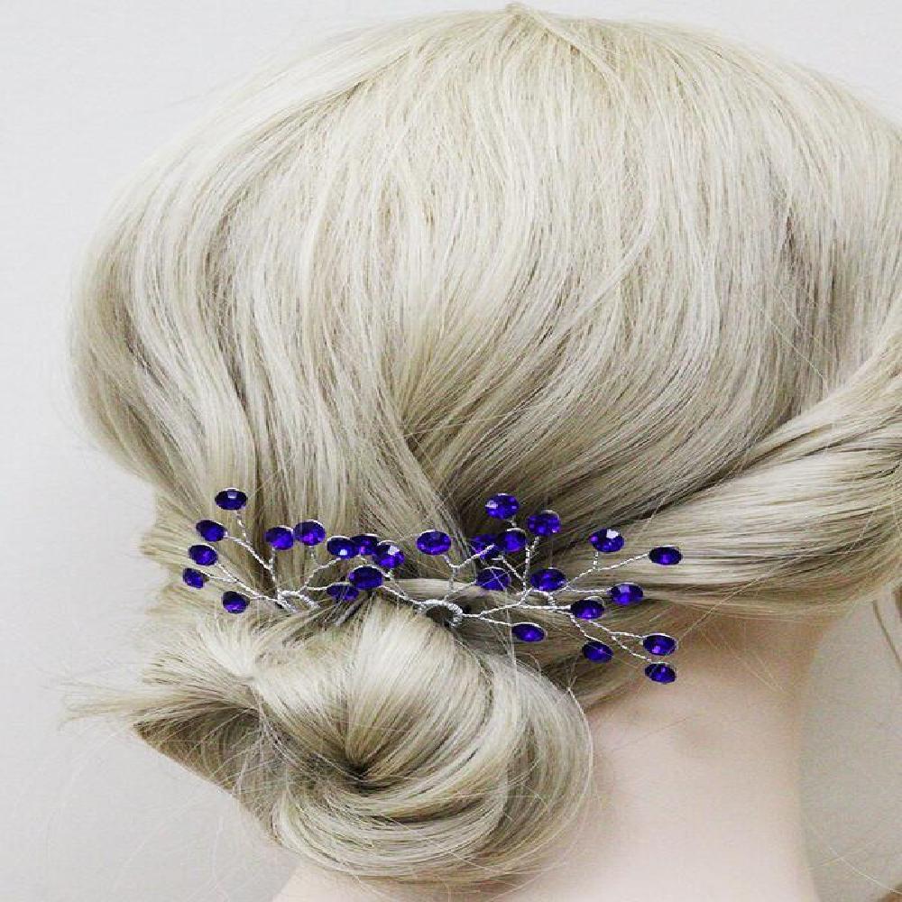 로맨틱 블루 라인 석 머리 핀 수제 매혹적인 Tiaras 웨딩 헤어 장 축제 보석 PCS 신부 Hairclips : 서현5 수정