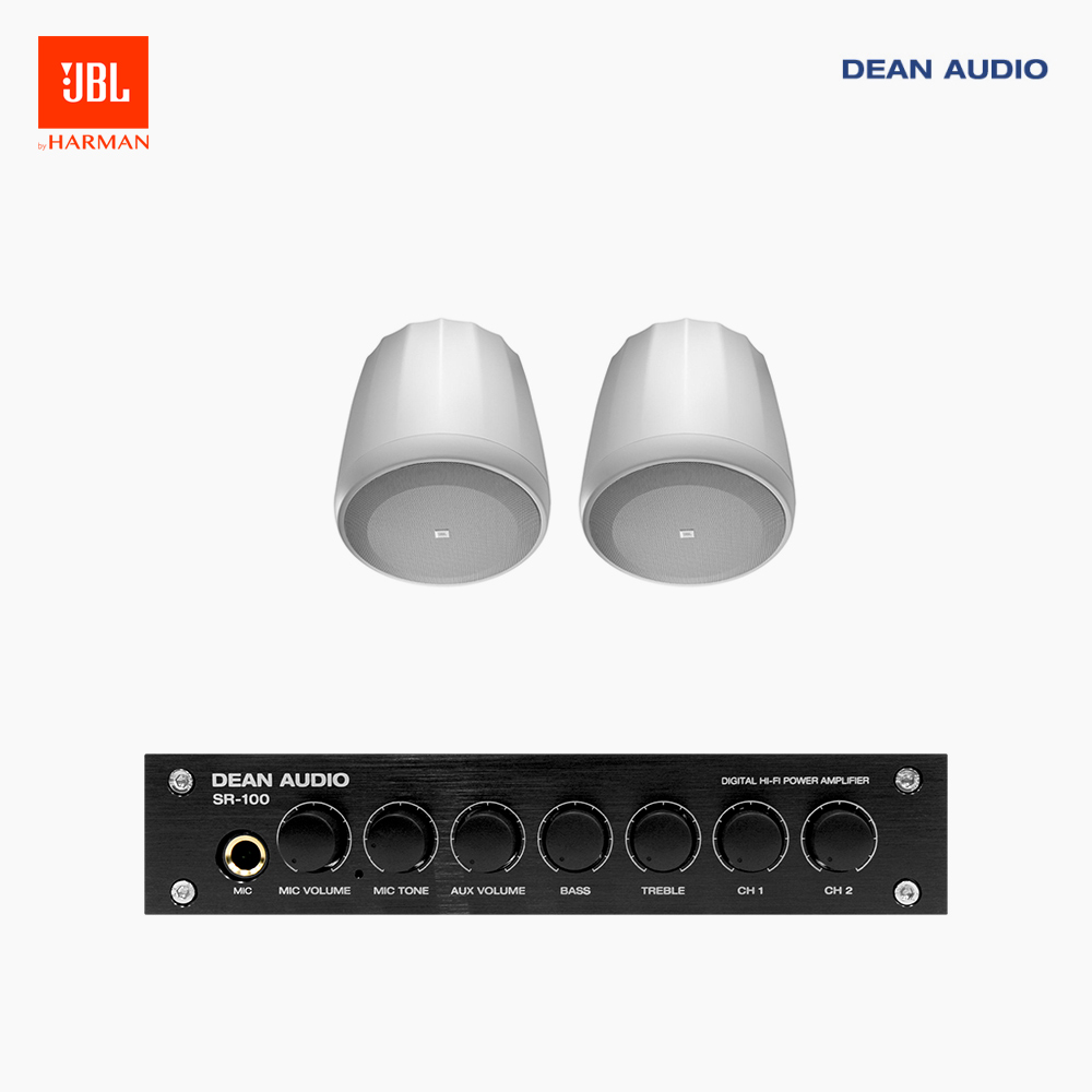 JBL 매장 카페 음향패키지 2채널 앰프 SR-100 + JBL CONTROL 62P 팬던트 위성스피커 2개 : 새롬사운드
