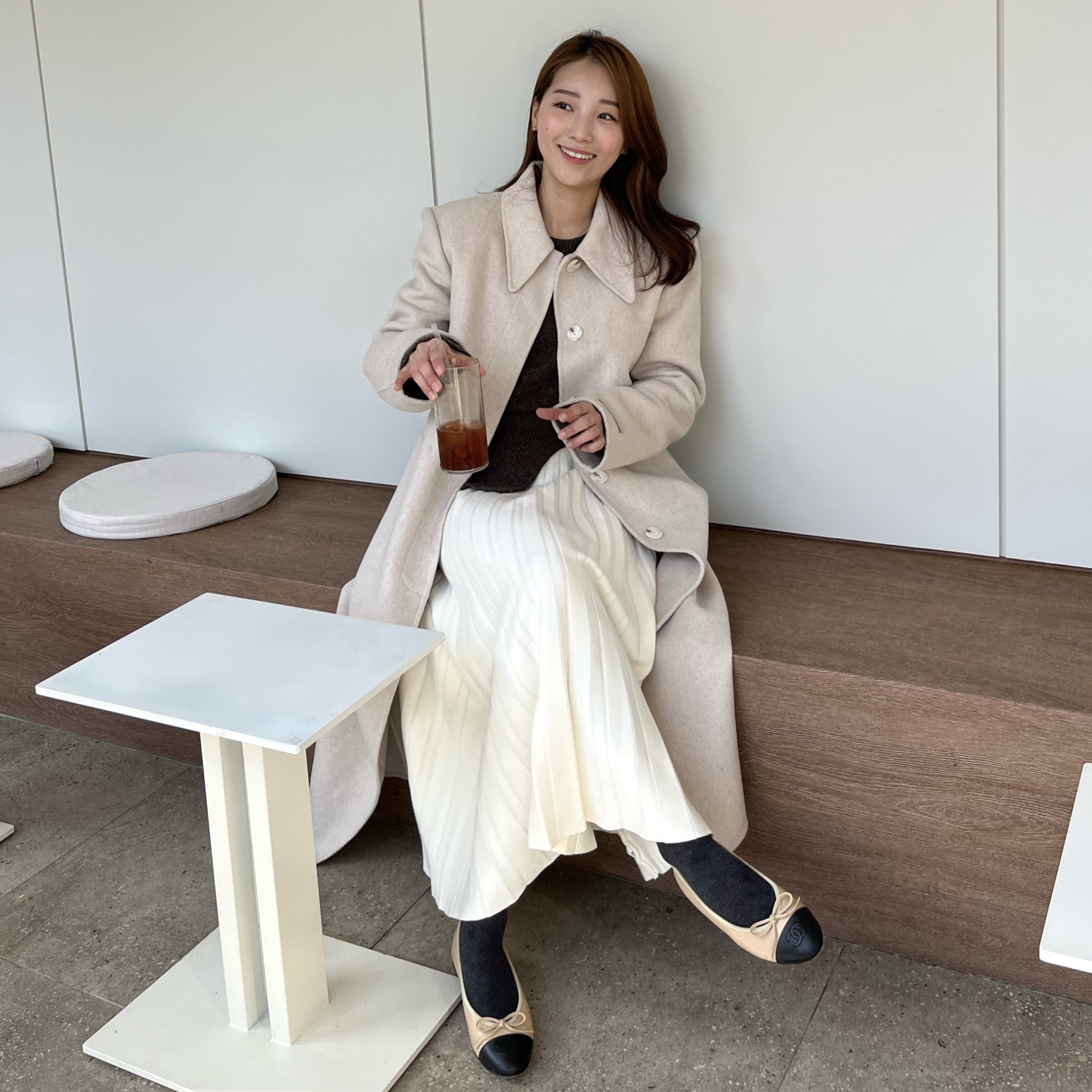 [시즌오프세일] 핸드메이드 코트 울 여성 롱 카라 코트 : 시즈에트