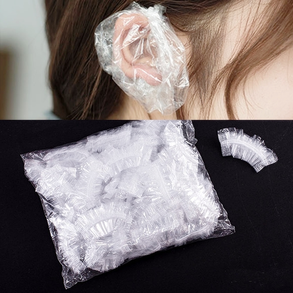 간편한 1회용 귀덮개 귀마개 비닐 100장 미용실 염색 귀보호 : 더제이지샵
