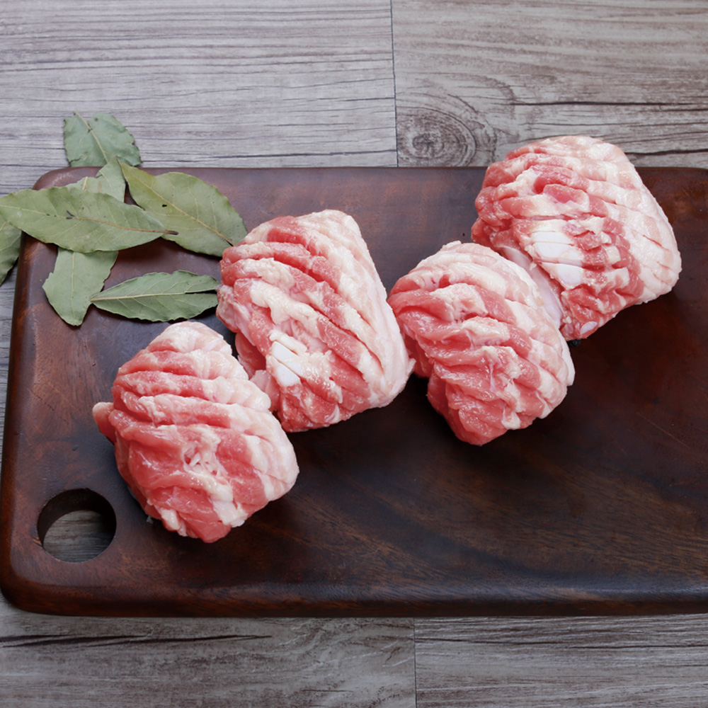 국내산 한돈 돼지고기 칼집 삼겹살 벌집 냉장 구이용, 바베큐용 400g : 국제식품 공식쇼핑몰