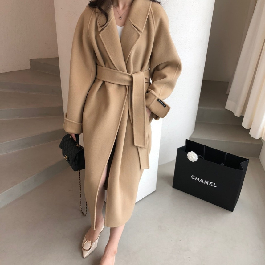 (바로배송) 더블제이 프로썸 핸드메이드 롱 코트 울 롱코트 벨티드 롱코트 (아이,베이지,블랙) : 수크레
