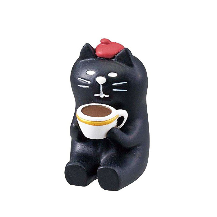 X 데꼴 ZCB-74676 커피 마시는 검은 고양이 피규어 콘콤부르 카페 인테리어 디자인 소품 : 아담스킹