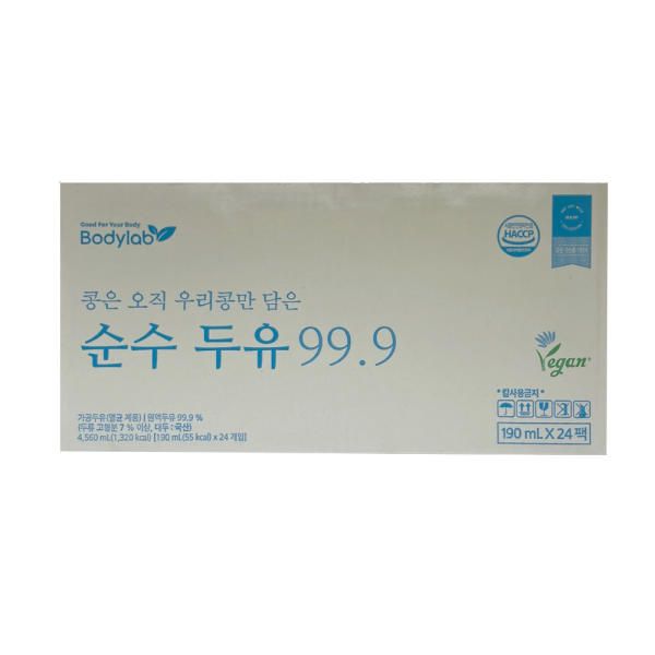 바디랩 순수 두유 99.9 190ml 24팩 : 아에이오