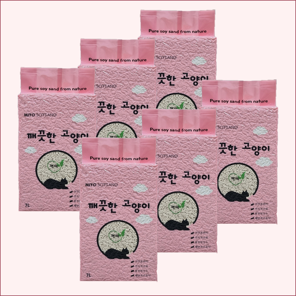 고양이모래 깨끗한고양이 편백두부모래 가는입자 7L6개 국내산 미요 : 미요두부모래