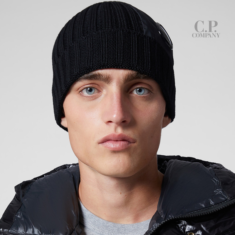 CP컴퍼니 22FW MERINO WOOL 믹스드 렌즈 비니 BK : 더파이몰