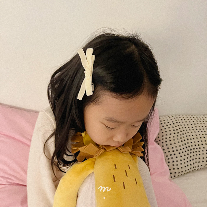 여아 베르베르 헤어핀세트 벨벳 리본 집게핀 : 몽씨엘블루