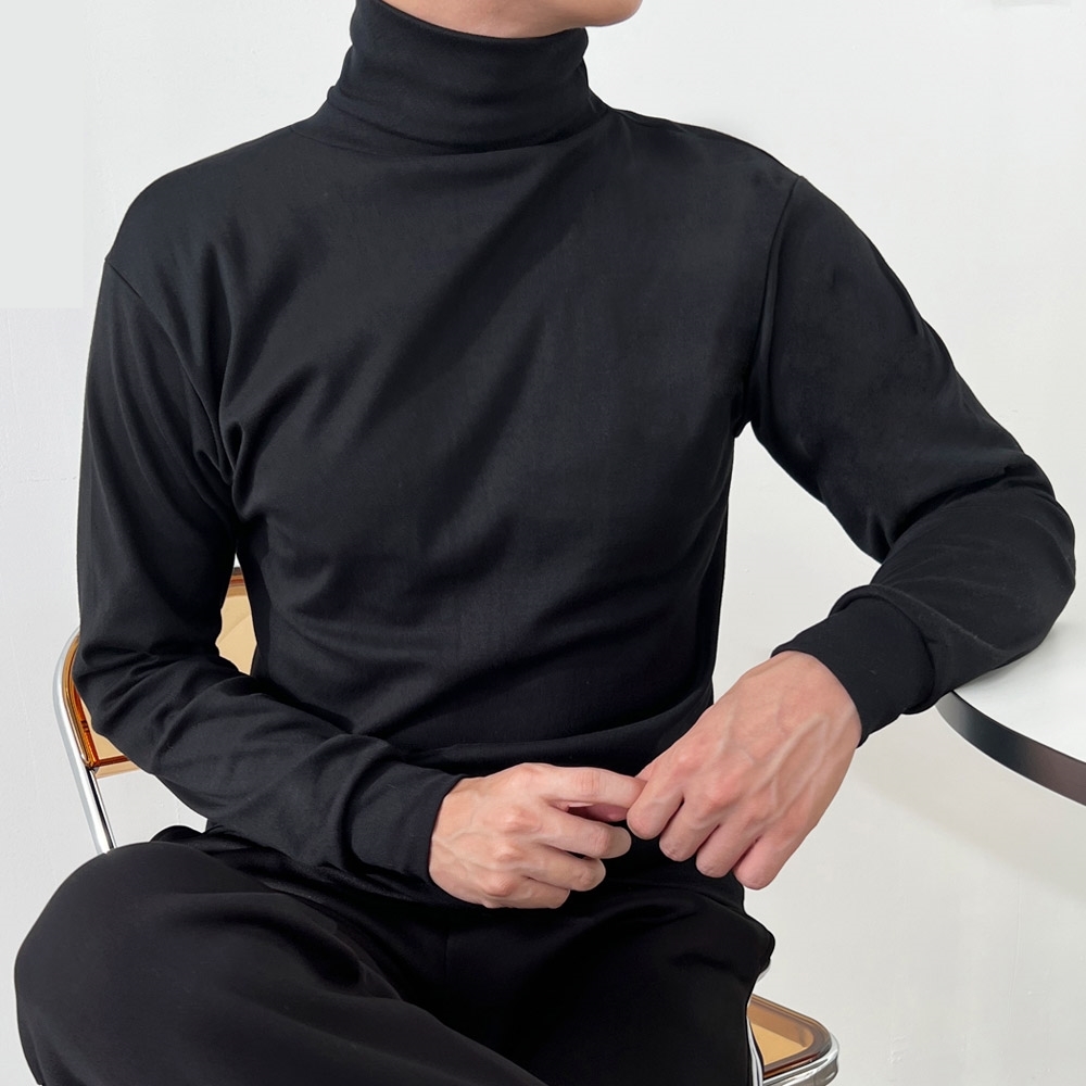 남자 가을 겨울 스판 목 폴라 넥 워머 면 티셔츠 : 진월드스타