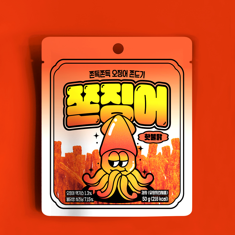 쫀슐랭 쫀징어 50gx8봉 쫀득쫀득 오징어맛 쫀드기 별미간식 맥주안주 오리지널 핫불닭 : 몽빼상회