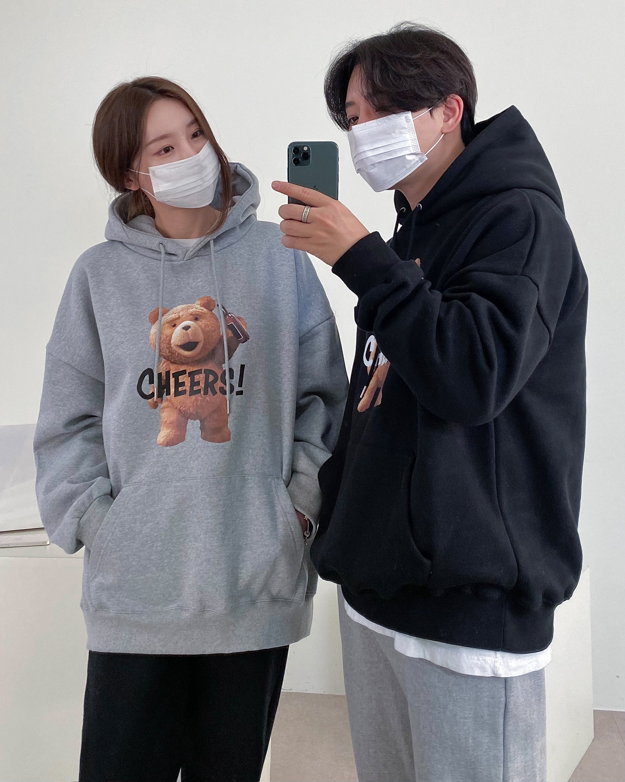 [기모] 소두핏 치얼스 곰돌이 오버핏 남녀공용 커플 후드 3color : 와이샵 YSHOP