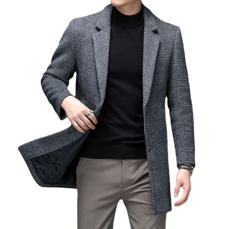 남자헤링본자켓 울 블레이저 체크 자켓 마이 정장 모직 격자 롱 G17 : sunnny1004
