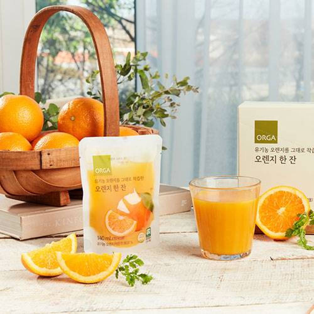 2박스[ORGA]유기농 오렌지를 그대로 착즙한 오렌지 한잔 140ml×10EA2box/올가홀푸드 : 롯데백화점전주점