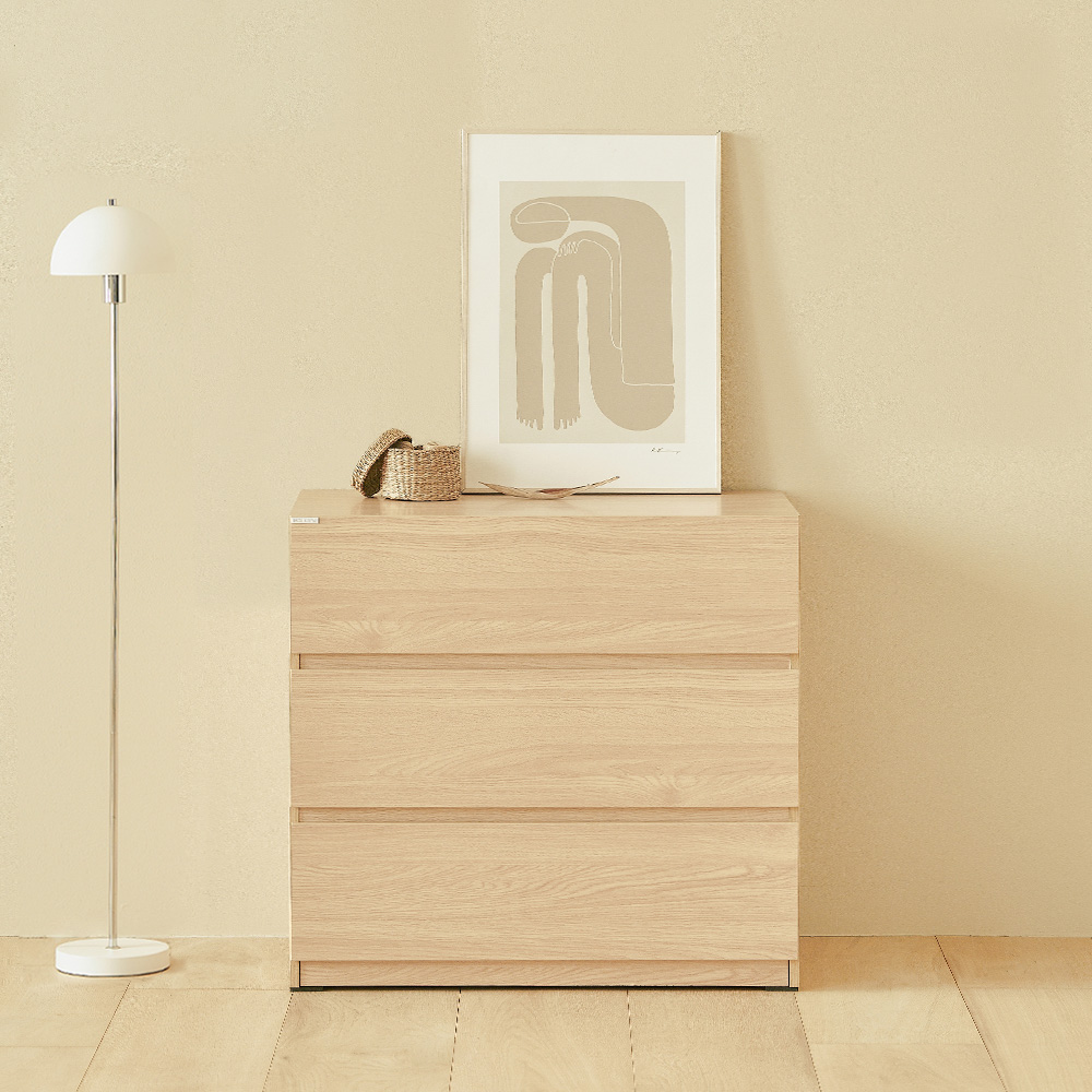 베이직 서랍장 800x500x745mm, 3단, 내추럴오크 : 아이엔지홈