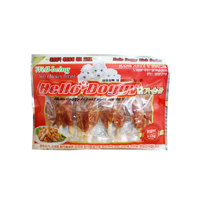 PET 헬로도기 웰빙 치킨 닭 갈비 350g 강아지 애견 대용량 오래 씹는 치석 제거 육포 간식 소형 중형 견 : 미스터의잡화상점