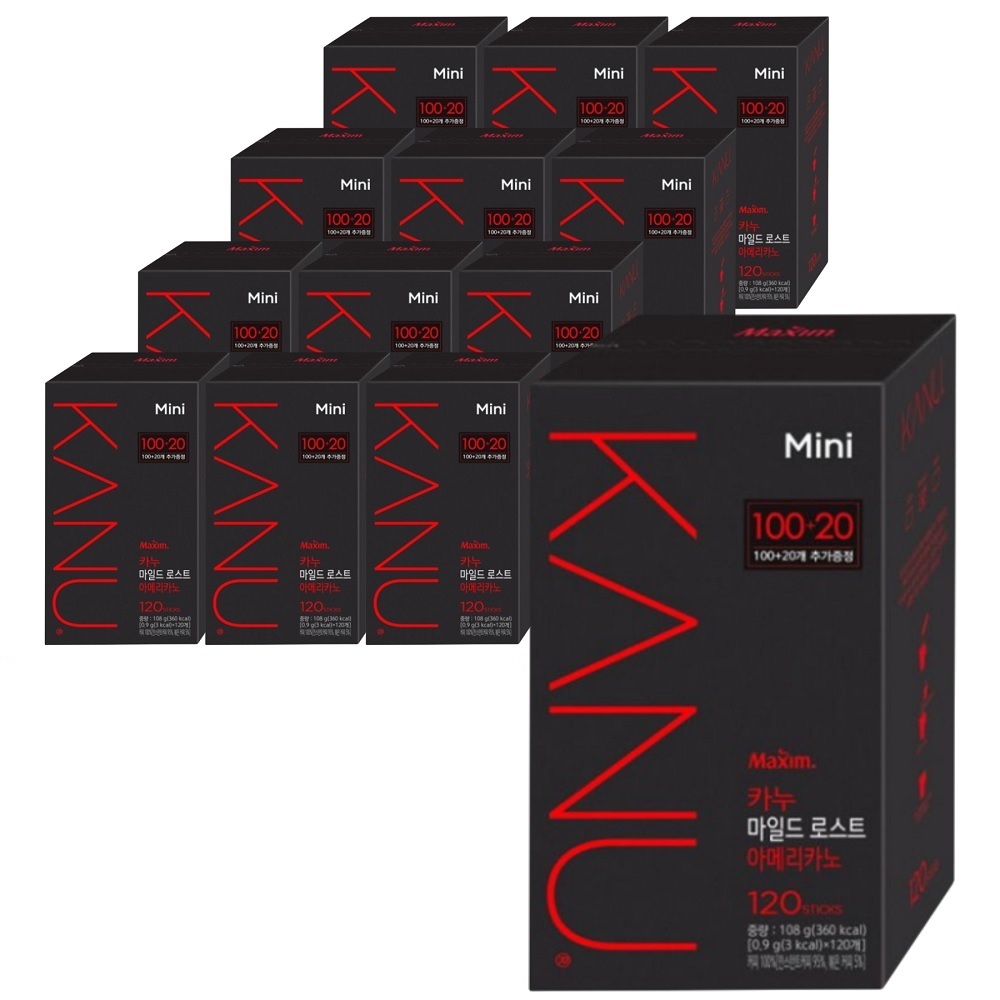 맥심 카누 마일드 로스트 아메리카노 블랙 미니 스틱 0.9g x 120T x 2박스 : 현이네선물