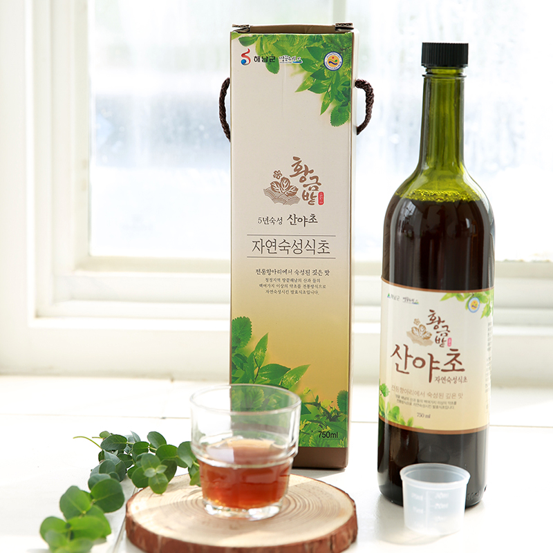 국내산 100% 산야초 자연숙성 발효식초 750ml 1병 5년 숙성 건강식초 : 황금밭해남산야초