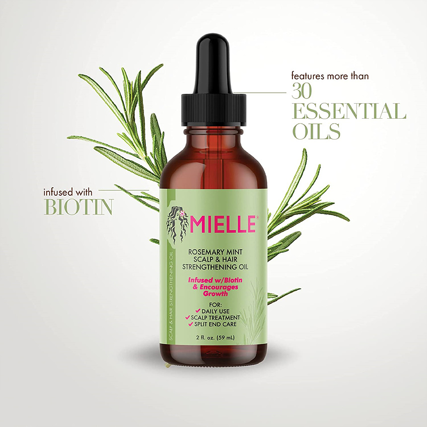 Mielle Organics Rosemary Mint Scalp & Hair Strengthening Oil 미엘 로즈마리 민트 두피 헤어 강화오일 59ml : 호야 마트