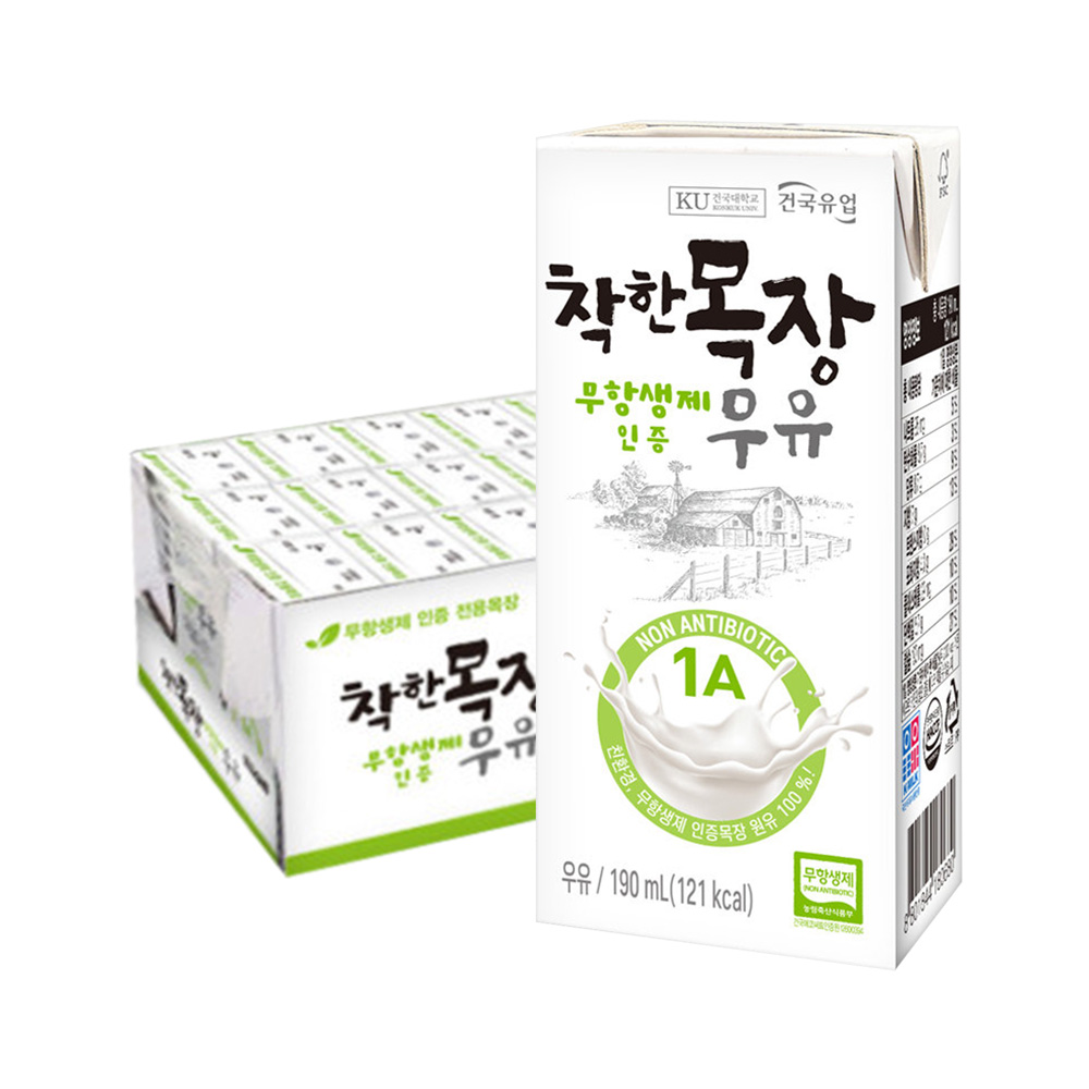 건국유업 멸균우유 3종 일반&착한목장 무항생제&소화가잘되는우유 24팩 : 베스트커머스샵