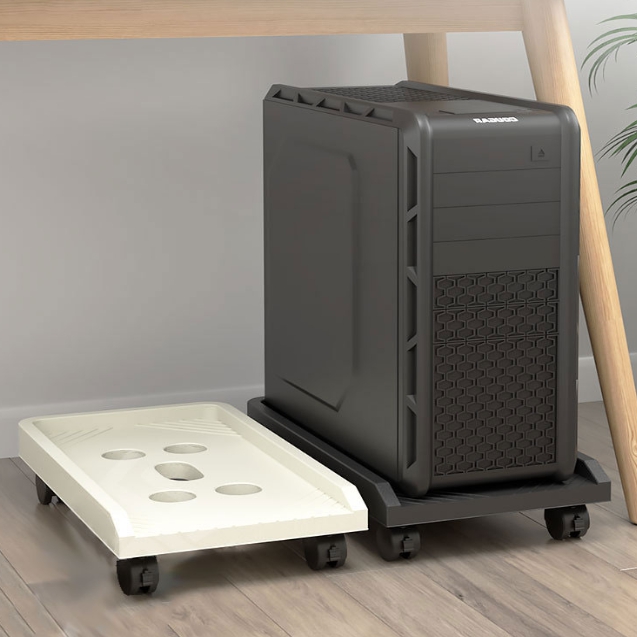휴템 컴퓨터 본체 받침대 이동식 데스크탑 PC 거치대 선반 : 휴템