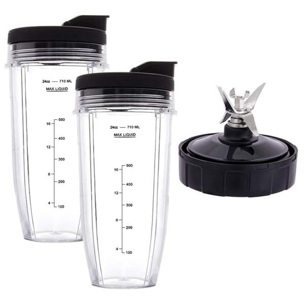 믹서기날 멀티커터날 호환 지원 To-Go 뚜껑이 달린 24 온스 컵, Nutri Ninja Auto IQ BN801 SS101 BL480-30 BL641 블렌더 용 7 핀 추출기... 