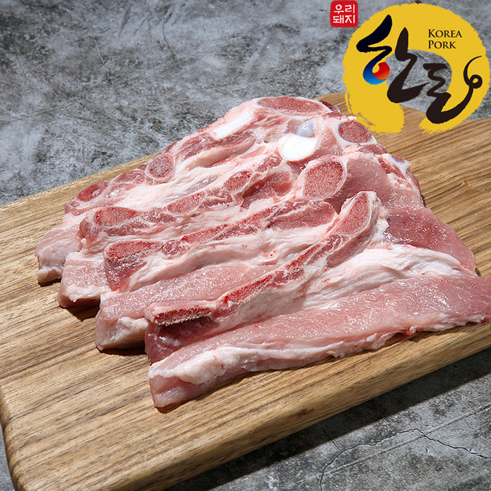 소소한돈가 한돈 1등급 특허받은 소백산 쑥돈 돼지갈비 LA식 구이용 선물세트 2kg : WIHT-BOM