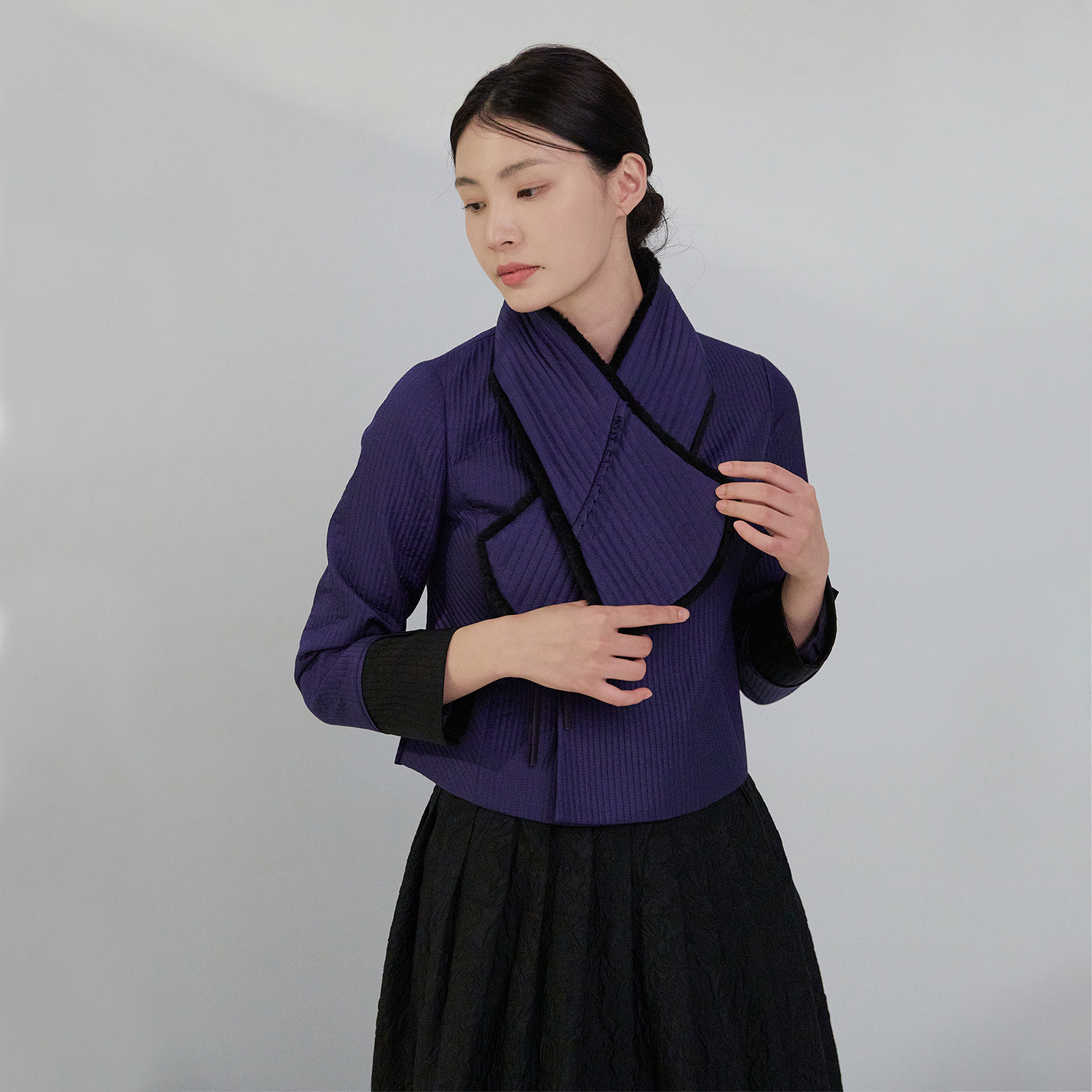 [돌실나이] 러플 목도리 KM42M204 한복원단 겨울 여성 머플러 한복 누빔 선물 : 돌실나이