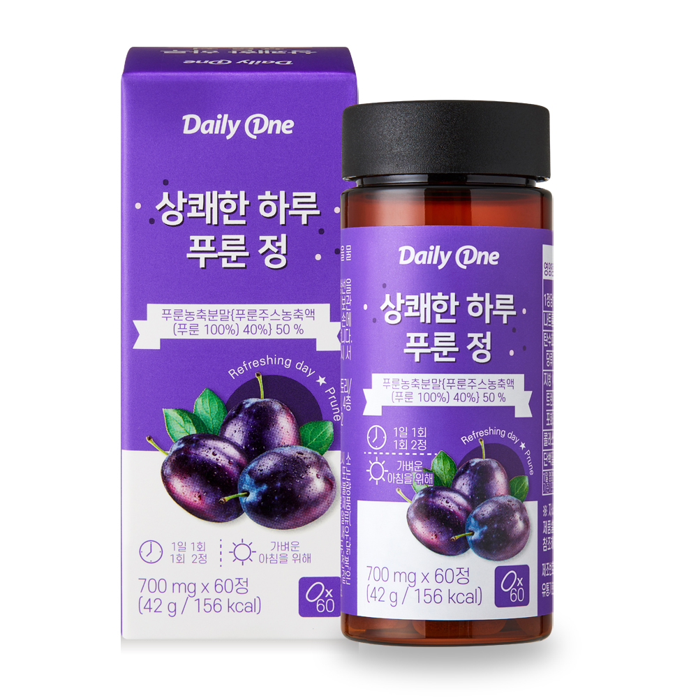 데일리원 상쾌한 하루 푸룬 정 식이섬유 700mg X 60정 : 데일리원