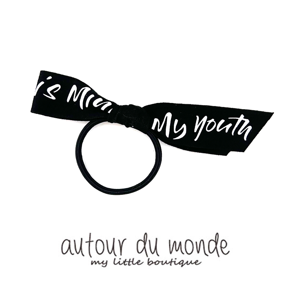 [오뜨르뒤몽드] 심플 레터링 헤어타이 (2컬러) simple lettering hairtie (2colors) : 오뜨르 뒤 몽드