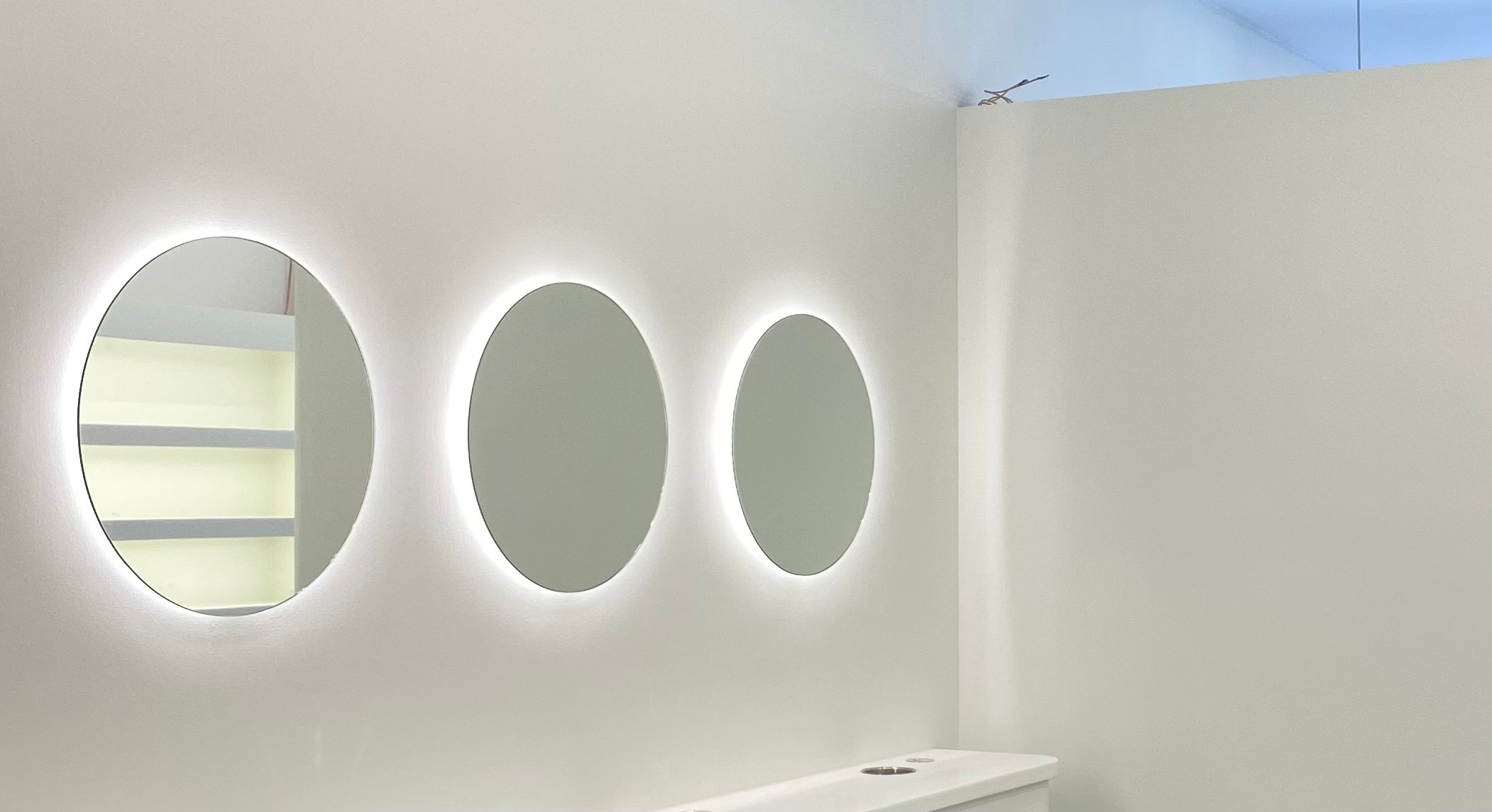 led 조명 원형무프레임거울 60x60cm부터 200x200cm 미용실 현관 인테리어거울 : 케이에스아트