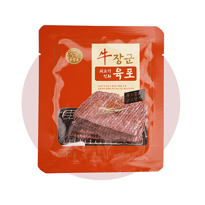 부드럽고 짜지않은 저염 우장군 소고기 육포 15g X 25봉 : 모두애몰모두