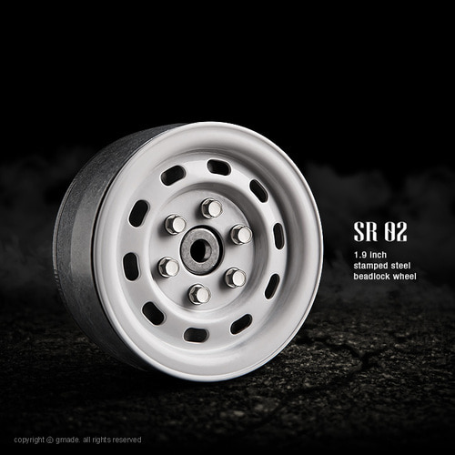 GM70176 지메이드 SR02 1.9인치 6러그 비드락휠 글로시화이트 2개 Gmade SR02 1.9 6LUG Beadlock Wheels Gloss White (2) : 알씨마트