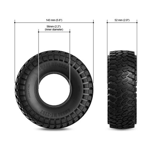 GM70524 지메이드 MT2202 2.2인치 오프로드 타이어 2개 Gmade MT2202 2.2 Off-road Tires (2) : 알씨마트