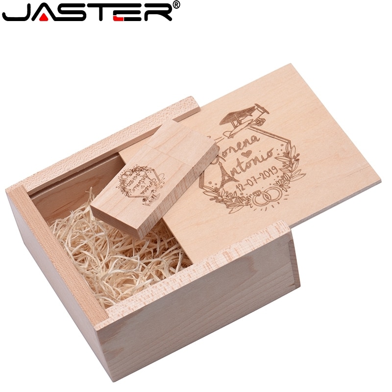 jaster usb 플래시 드라이브 128gb 크리에이 티브 사진 스튜디오 결혼 선물 펜 드라이브 64gb 무료 사용자 정의 로고 나무 상자 메모리... 