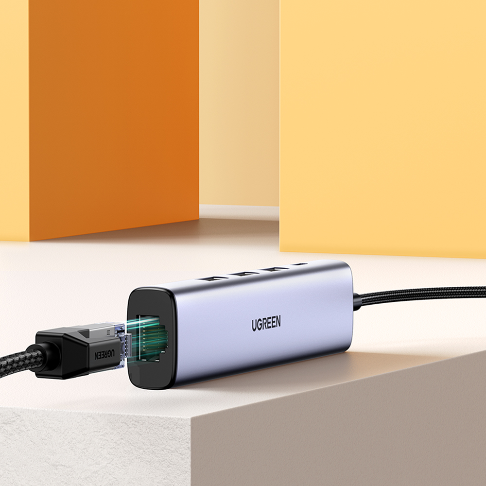 유그린 USB 3.0 3포트 허브+기가랜카드 C타입포트로 전원 공급 가능 U-60554 : 유그린스토어