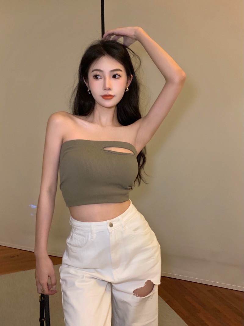 섹시 이너 여름 아우터 패드 튜브탑 브라탑 크롭 : GREENSLEEVES