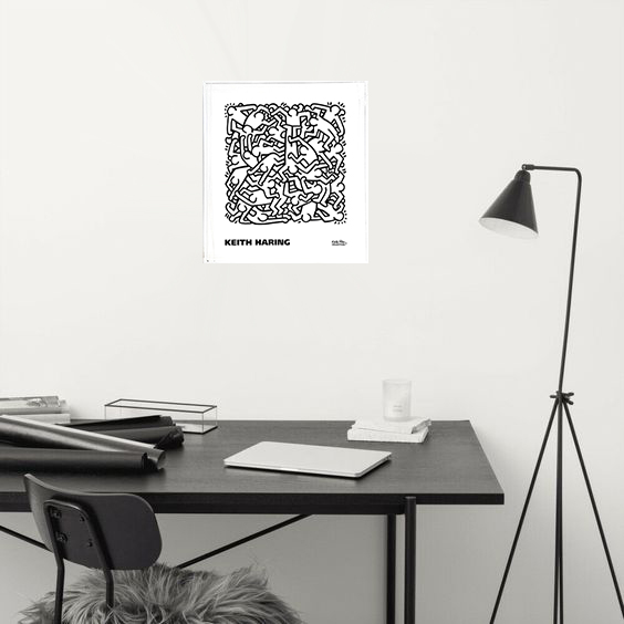Keith Haring  키스해링 아티스트 그림 오프셋 인쇄 : 그레이 하우스