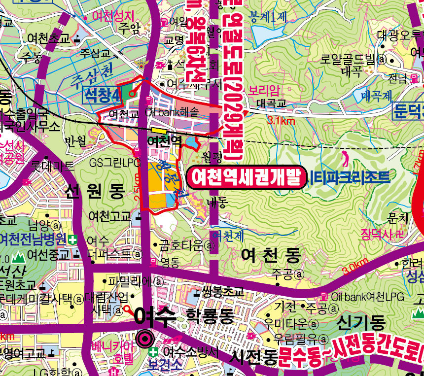 여수 개발계획도 여수시 지도 전라남도 부동산 전도 (코팅 소형 79x110) : 우코엔