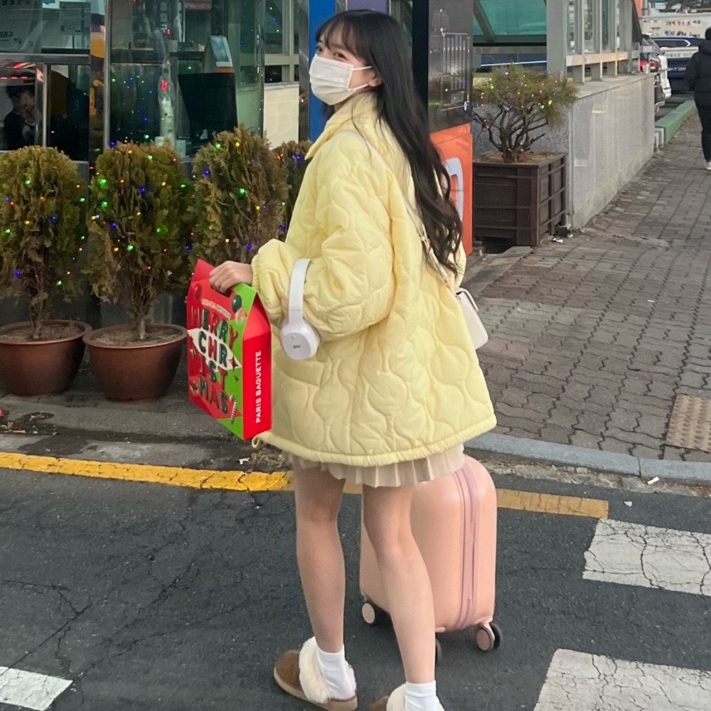 병아리 누빔 퀄팅 패딩 여성 겨울 데일리 : 델라지니