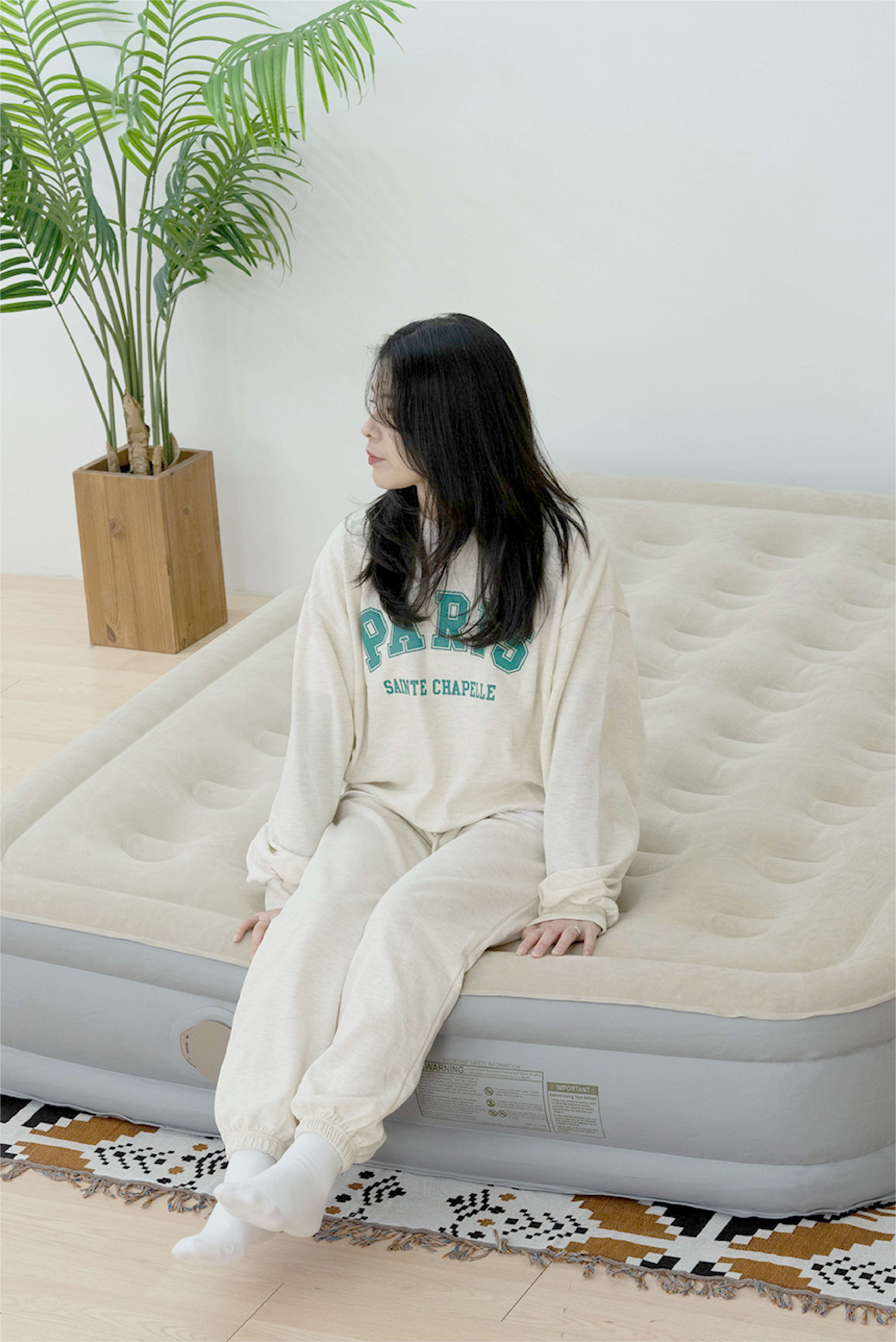 레인디어 에어매트 35cm 브라운 펌프 내장형 자동 충전 : 푸드캠핑