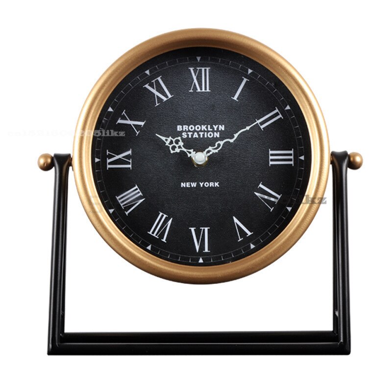 레트로 금속 사무실 테이블 시계 빈티지 로마 클래식 데스크탑 스탠드 골동품 거실 Horloge 홈 장식 AD50TC : 원투쇼핑