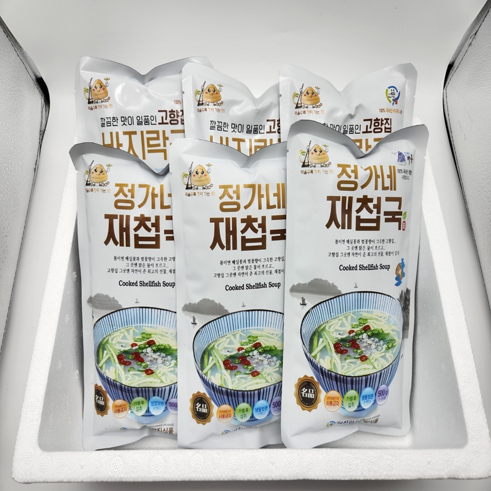 하동 정가네재첩국 바지락국 500g 6팩 국내산100% : 섬진강 고향집