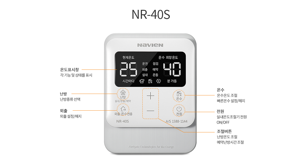 경동나비엔 경동보일러 실내 온도조절기 NR-40S : 플러스원 쇼핑-보일러박사