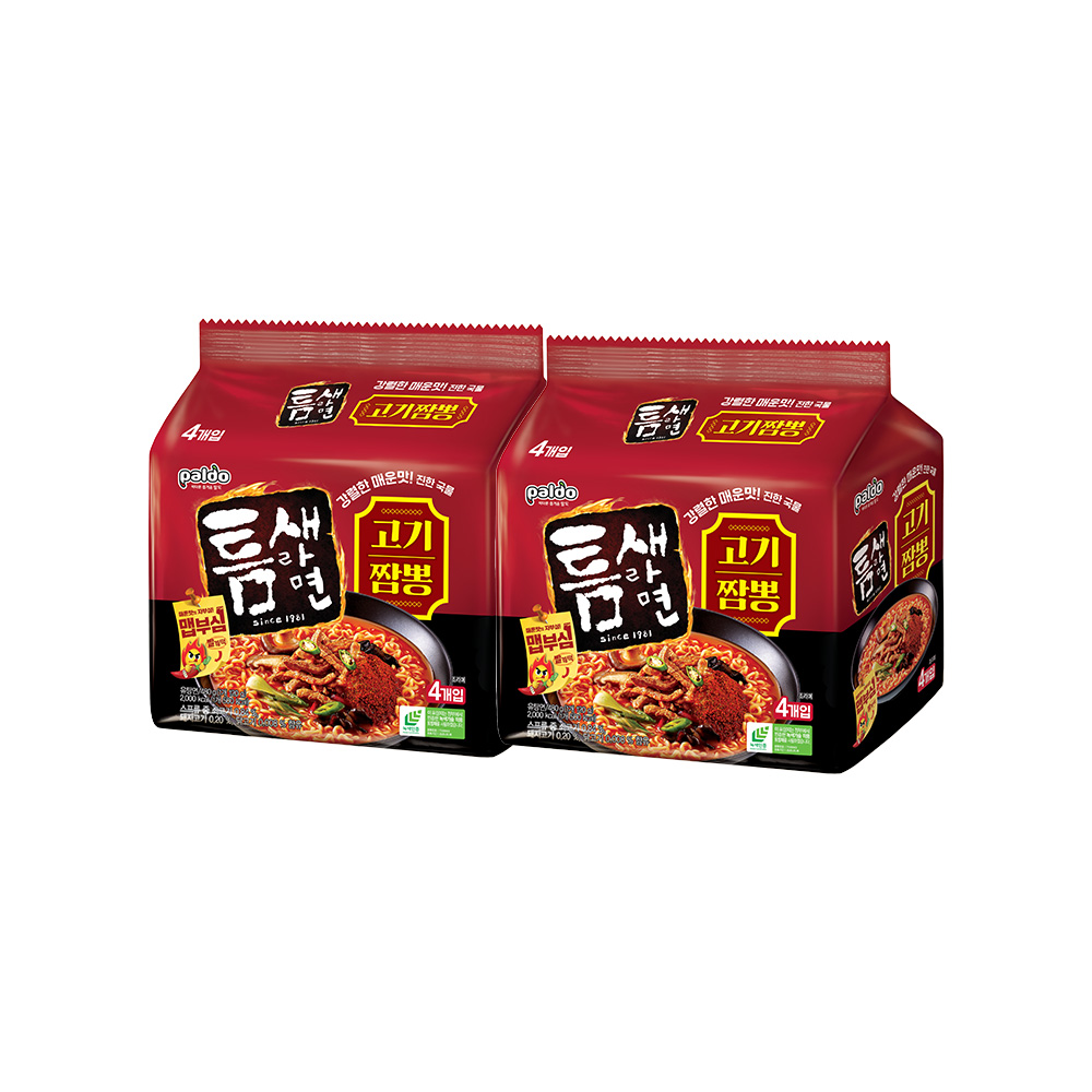 틈새라면 고기짬뽕 4봉 2개 : 롯데제과스토어