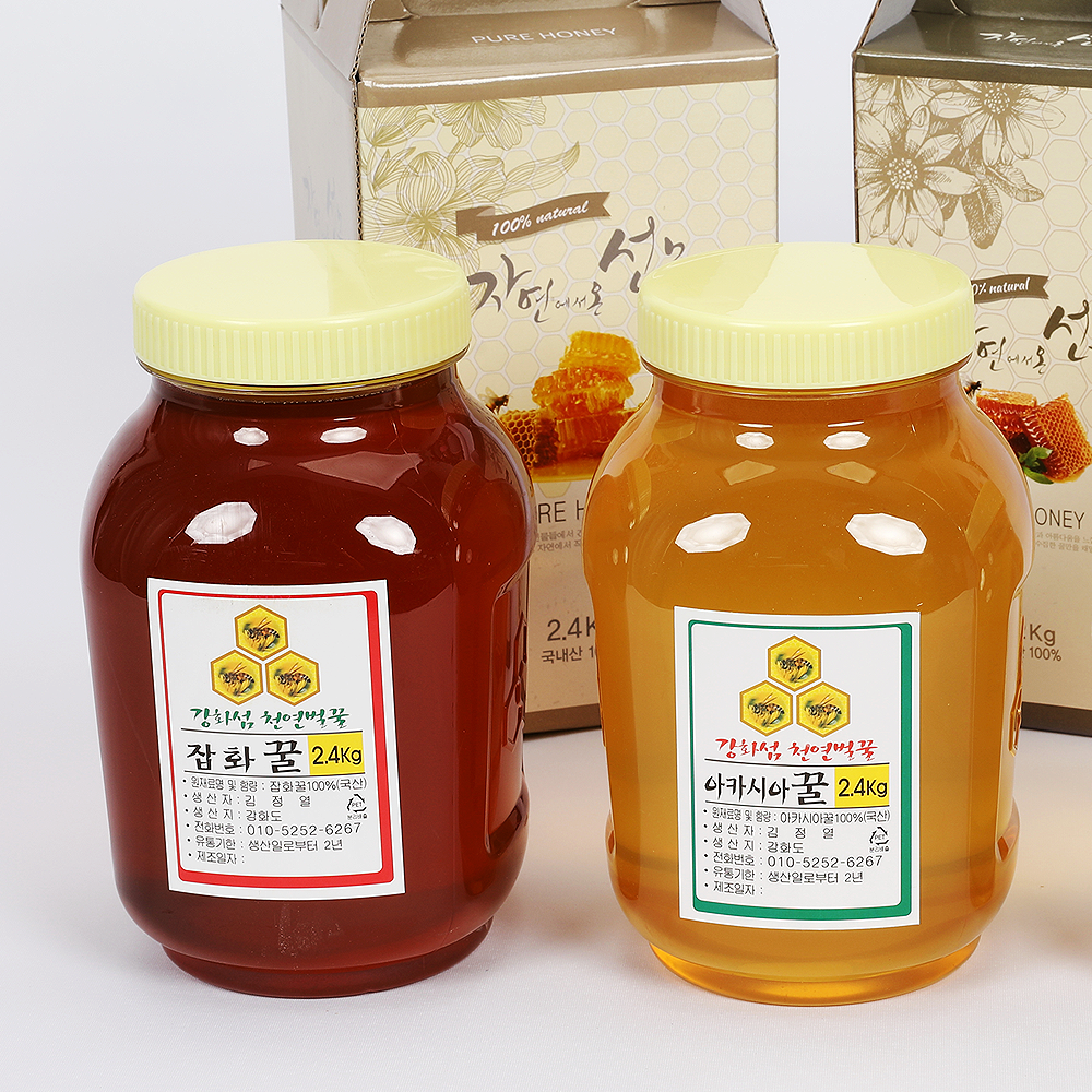 강화 천연 벌꿀 아카시아꿀 야생화꿀 잡화꿀 2.4kg : 인천로컬푸드협동조합