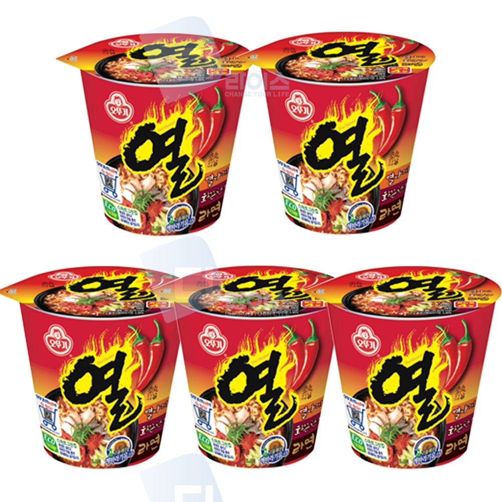 오뚜기 열라면 62g 미니컵 5개 작은 컵라면 화끈한맛 : 디라이스