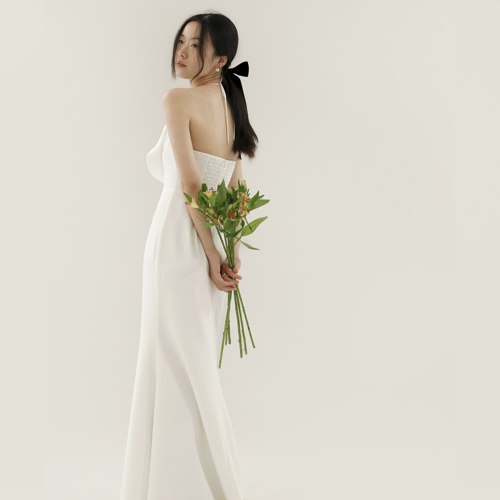 대여 로즈 홀터넥 머메이드 웨딩 촬영 드레스 파티 스튜디오 셀프 원피스 : 아베끄 르 땅