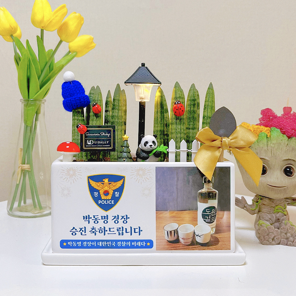 경찰 진급 승진 경감 축하 화분 선물 영전 취임 퇴임 사무실 인사이동 공무원 화환 사진 : 유이트